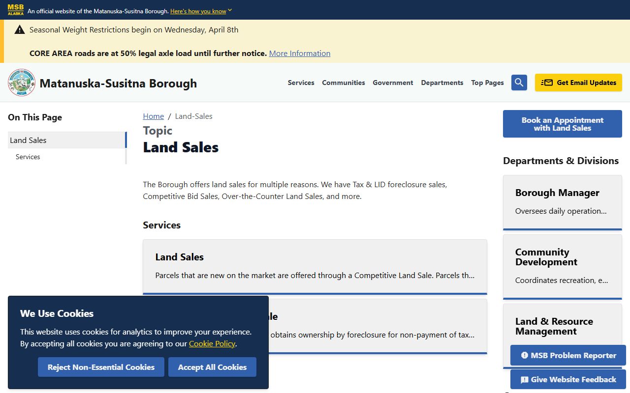 North Lakes unclaimed money Mat-Su Borough land sales