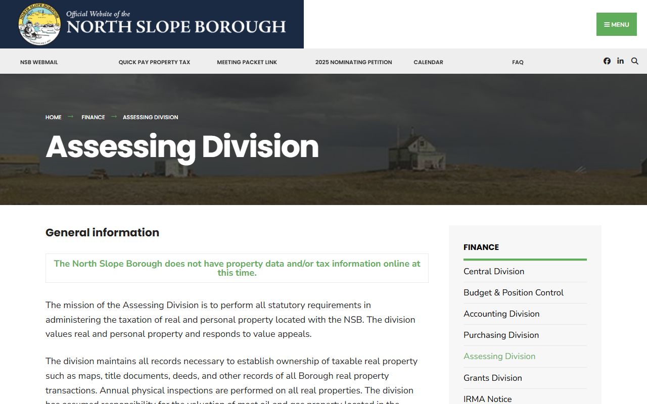 North Slope Borough unclaimed money assessing division page