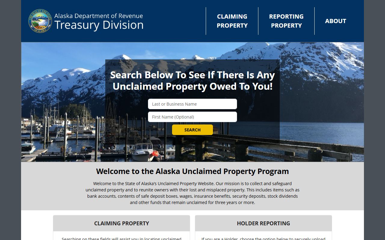 Alaska unclaimed money official state portal
